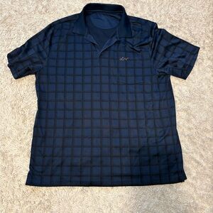 Greg Norman Collection Navy Grid Polo Shirt